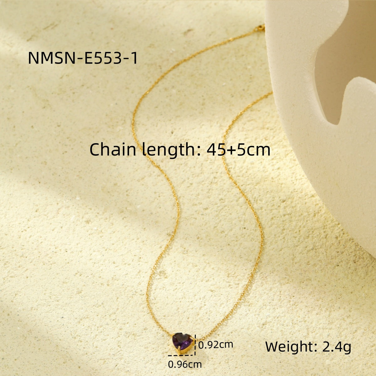 Minimalist Heart-Shaped Stainless Steel Pendant Necklace with Rhinestone Inlay and 18K Gold Plating for Women