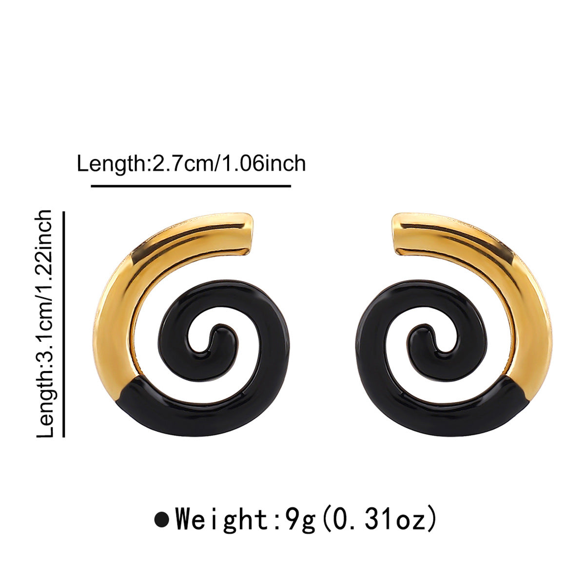 Elegant Geometric Stainless Steel Earrings with 14K Gold Plating, Seashell-Inspired Design for Women