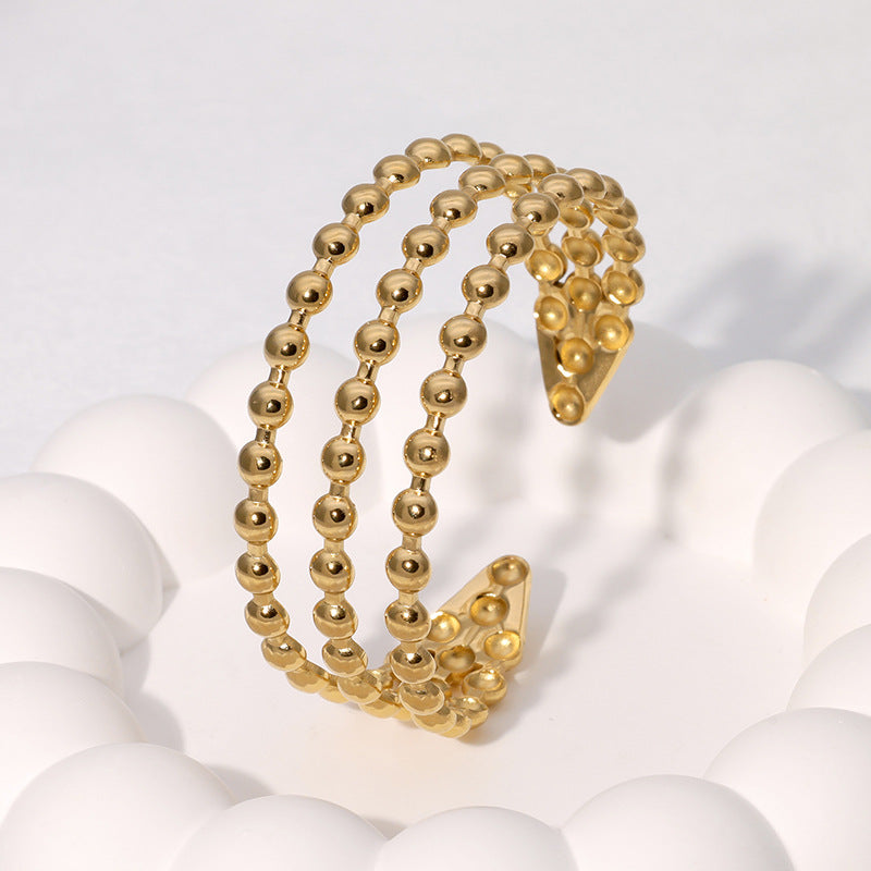 Bracciale da donna in acciaio inossidabile a linea geometrica minimalista con finitura placcata
