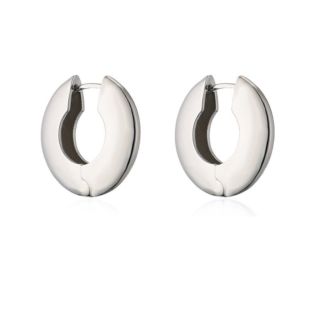 Minimalist Retro Geometric Copper Hoop Earrings with Gold Plating for Women