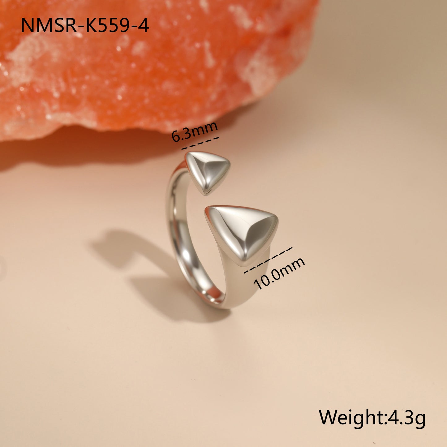 Minimalist Stainless Steel Star-Shaped Geometric Open Ring with 18K Gold Plating for Women