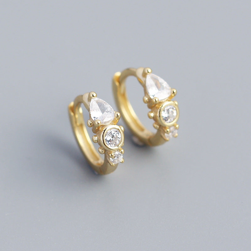 Orecchini a cerchio in argento sterling S925 a goccia minimalisti con intarsio di zirconi