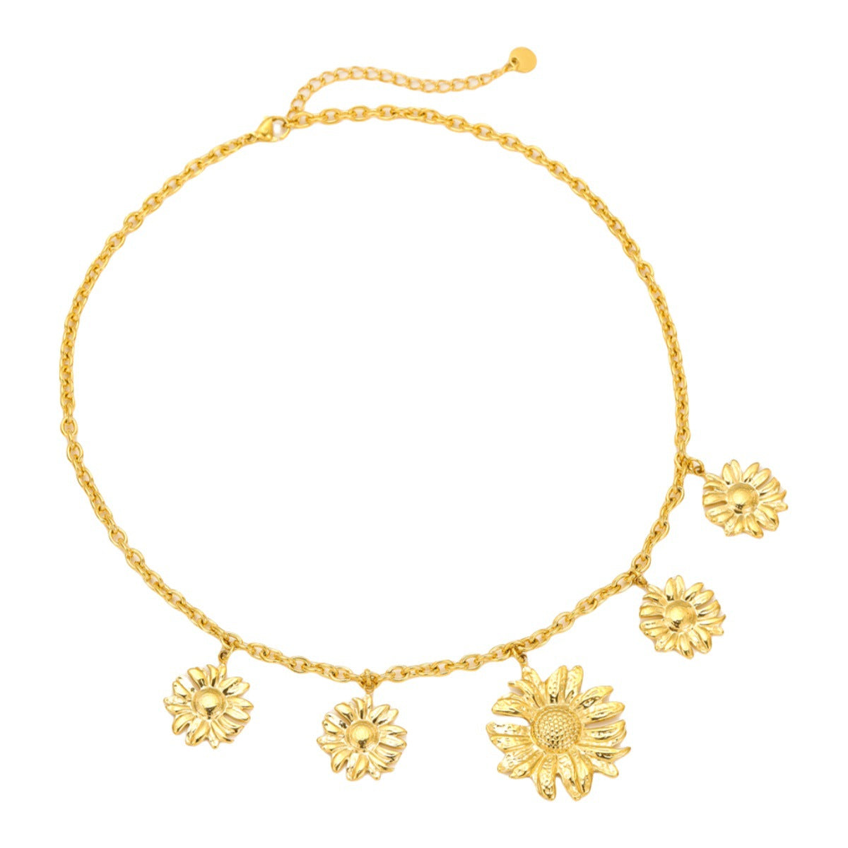 Collar de girasol OL a la moda en acero inoxidable con baño de oro de 18 quilates para mujer