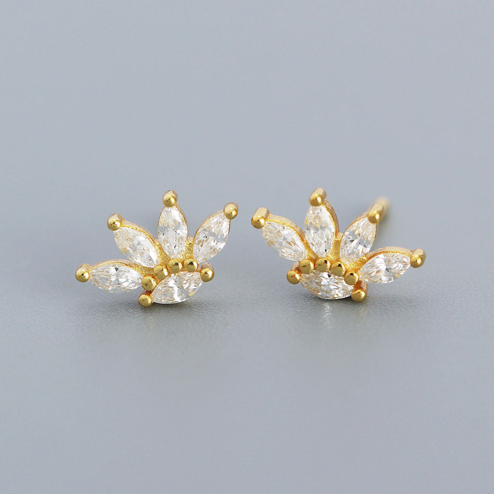 Minimalist Geometric Stud Earrings in S925 Sterling Silver with Zircon Inlay for Women
