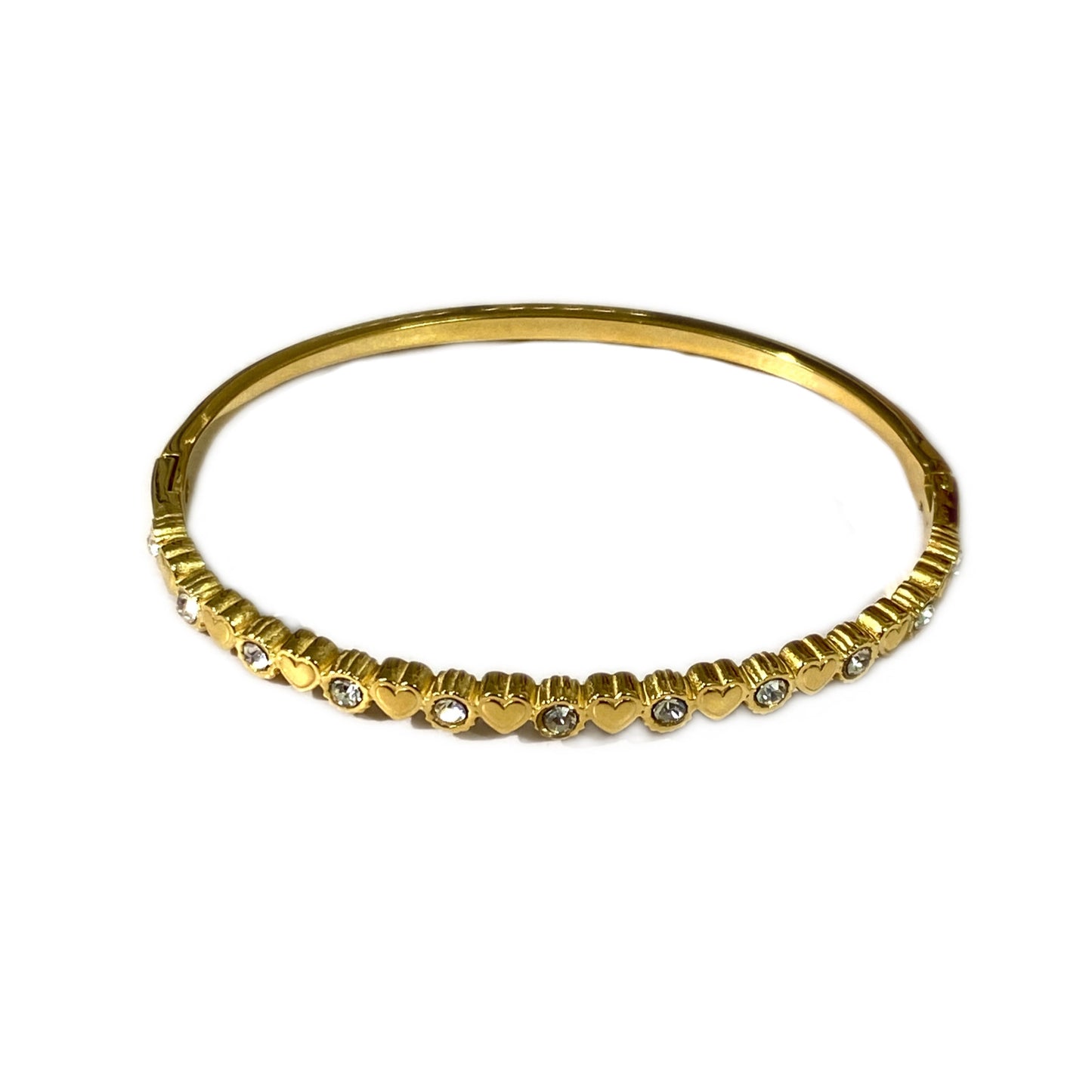 Minimalist Elegant Heart Rhinestone Inlay Stainless Steel Bracelet