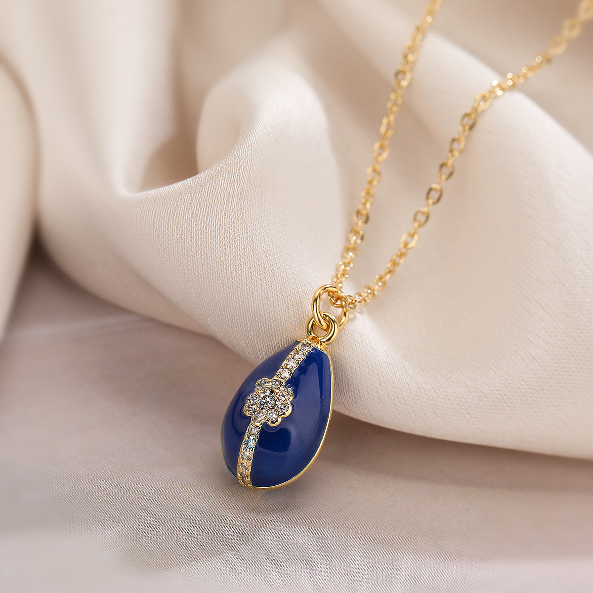 Minimalist Geometric Pendant Necklace for Women in Brass with Enamel Finish and Zircon Inlay, Elegant Clavicle Chain