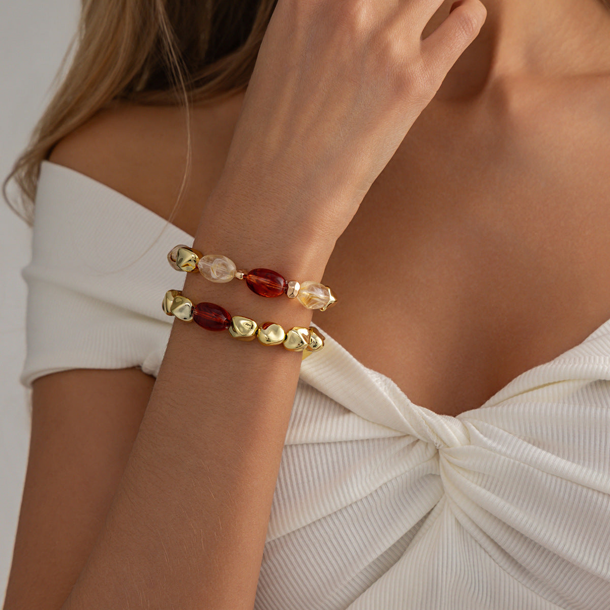 Geometric Gradient Resin Beaded Bracelet for Women