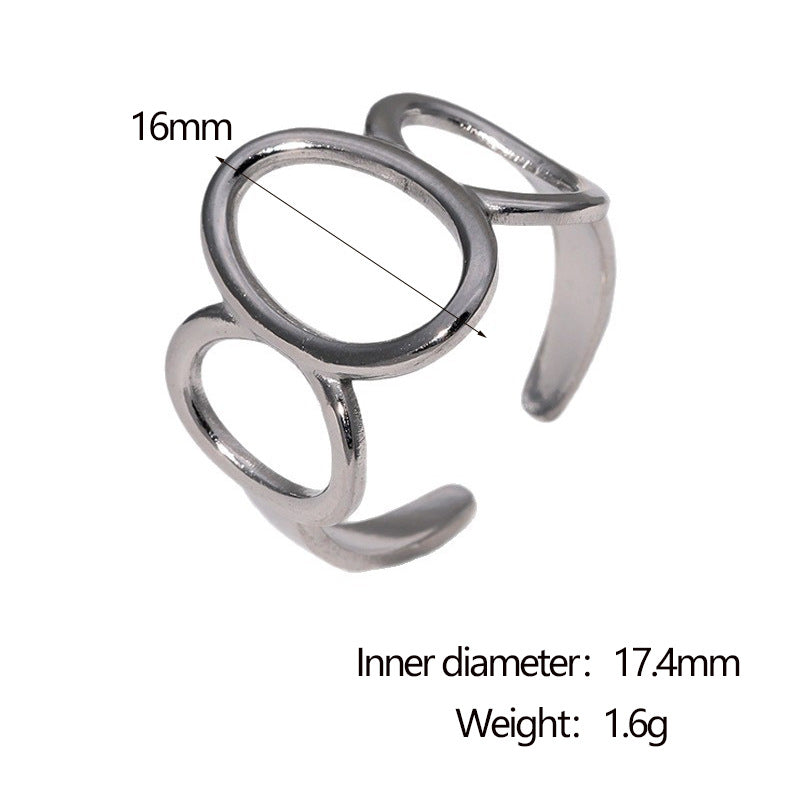 Minimalist 18K Gold Plated Geometric Round Stainless Steel Open Ring for Women