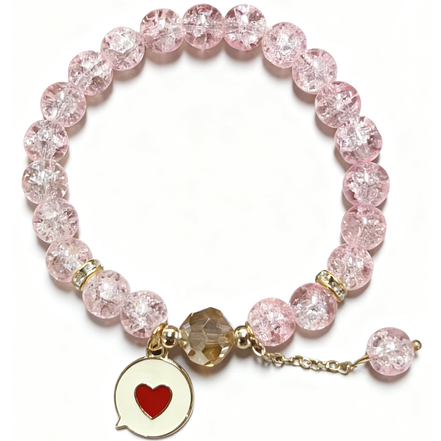 Heart Geometric Glass Crystal Beaded Bracelet for Women
