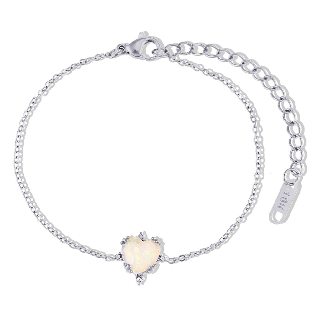 Set di collana, orecchini e bracciale da donna placcati oro in acciaio inossidabile a forma di cuore, con intarsi di strass, stile vintage