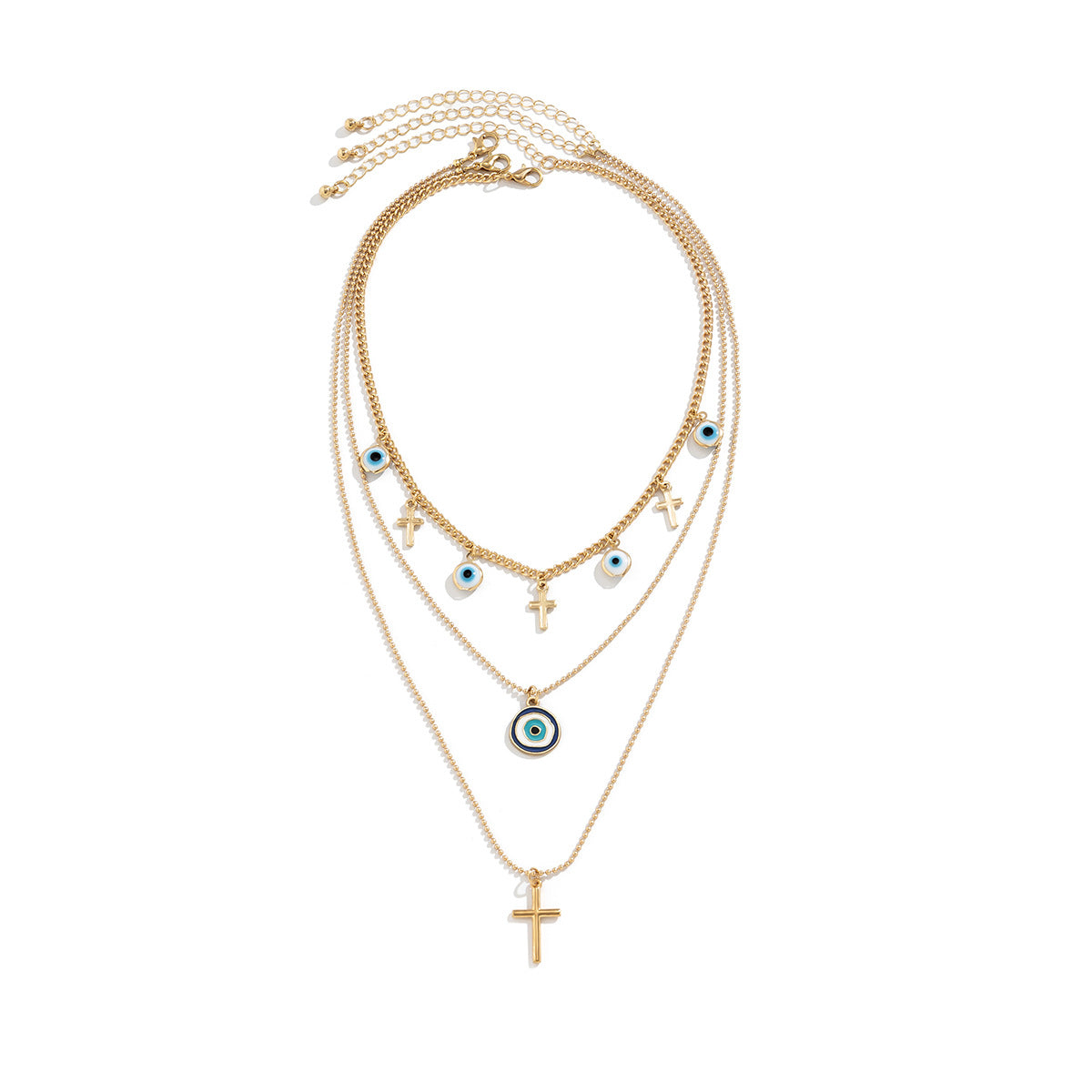 Minimalist Cross Pendant Necklace with Tassel Accents for Women, Alloy Geometric Design with Plated Finish