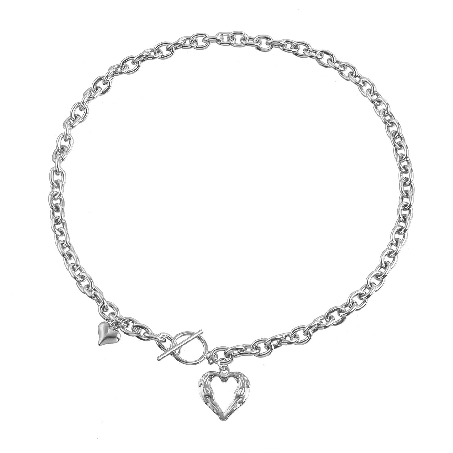 Minimalist Geometric Hollow Heart Pendant Necklace for Women Alloy Chain with Plating Finish