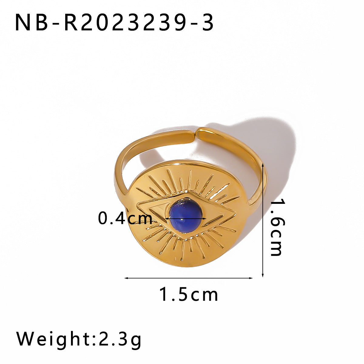Anello Vintage Acciaio al Titanio con Occhio Greco e Strass, Forma Geometrica per Uomo e Donna