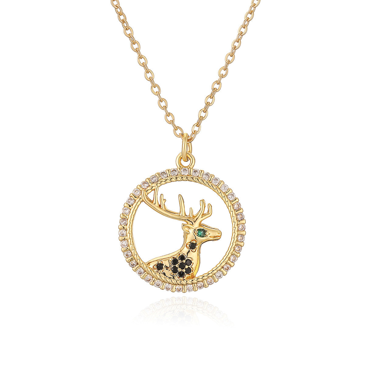 Collana con Pendente Minimalista a Forma di Animale in Rame Placcato Oro e Zircone da Donna