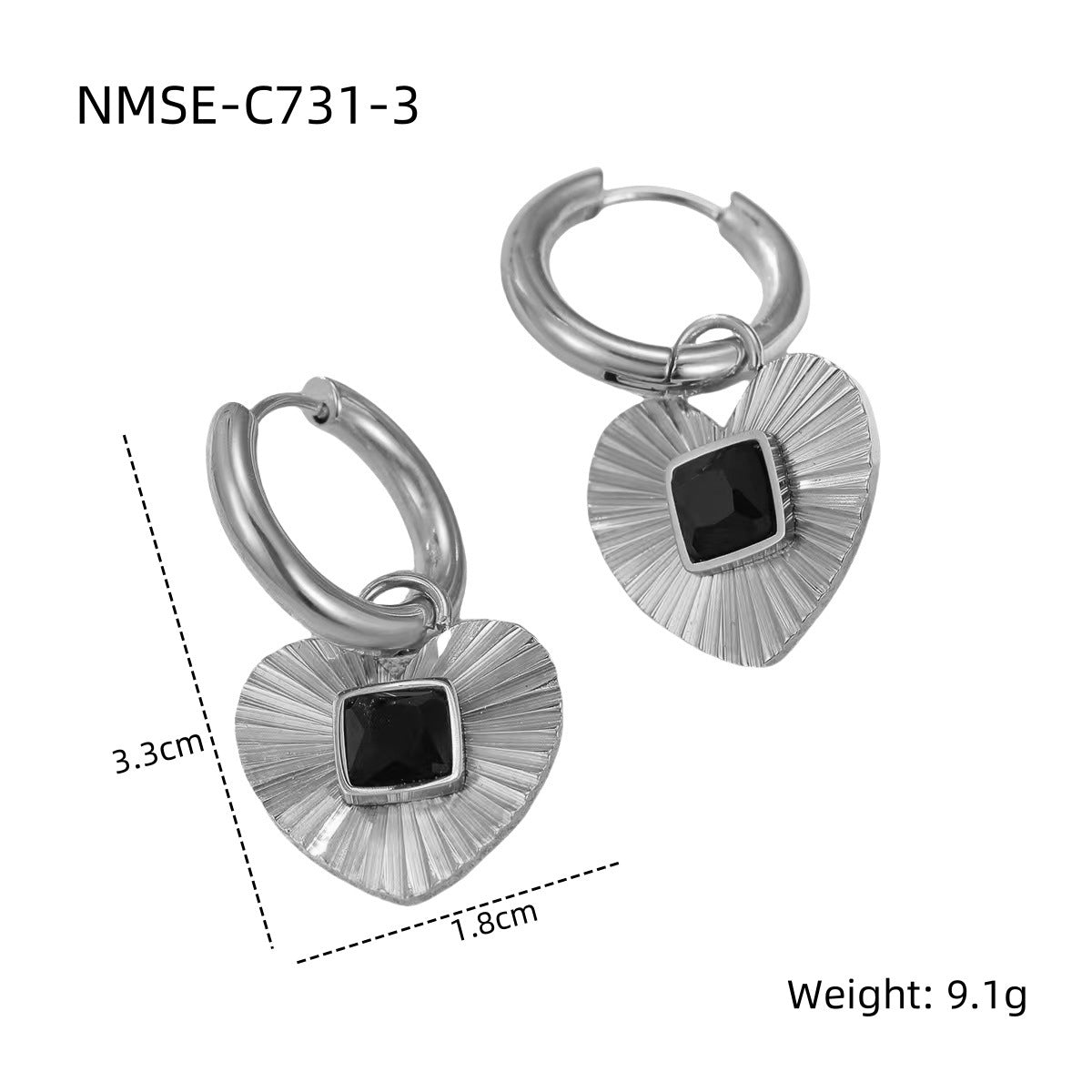 Minimalist Heart-Shaped Stainless Steel Hoop Earrings with Zirconia Inlay for Women
