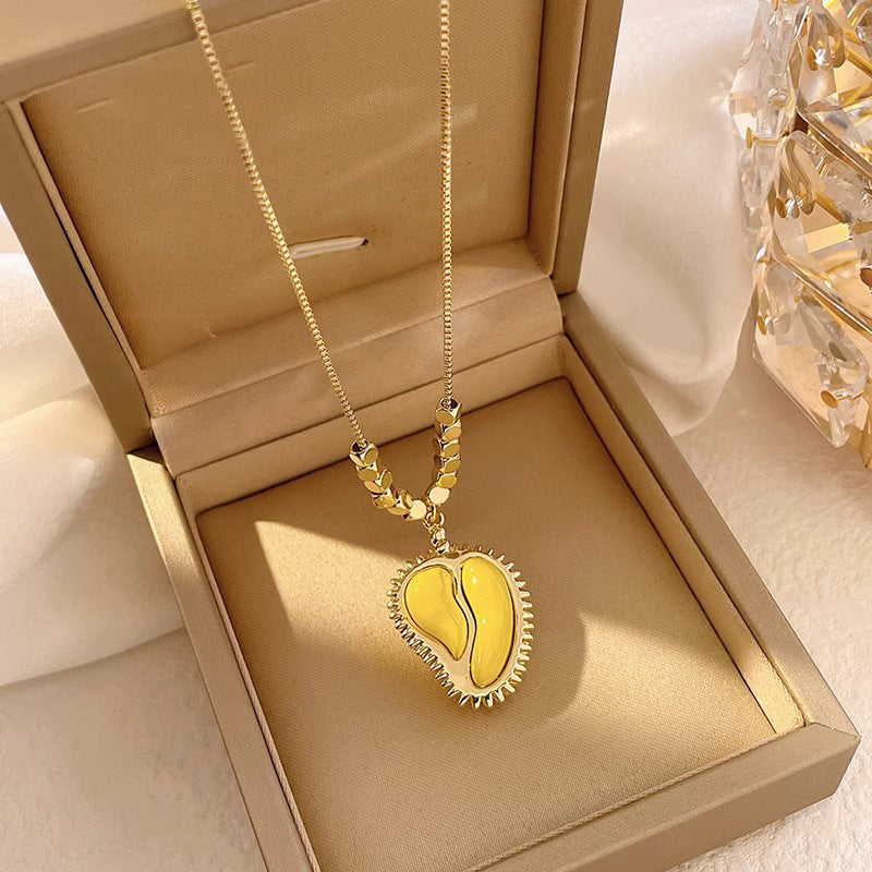 Minimalist Durian Pendant Necklace for Women Titanium Steel Plated Clavicle Chain with Irregular Shape Design