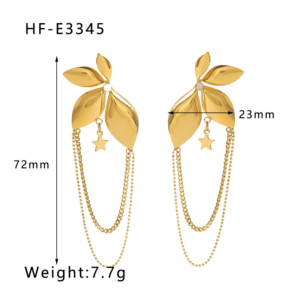Orecchini da donna minimalisti in acciaio inossidabile a forma di farfalla floreale con finitura placcata sottovuoto in oro 18K