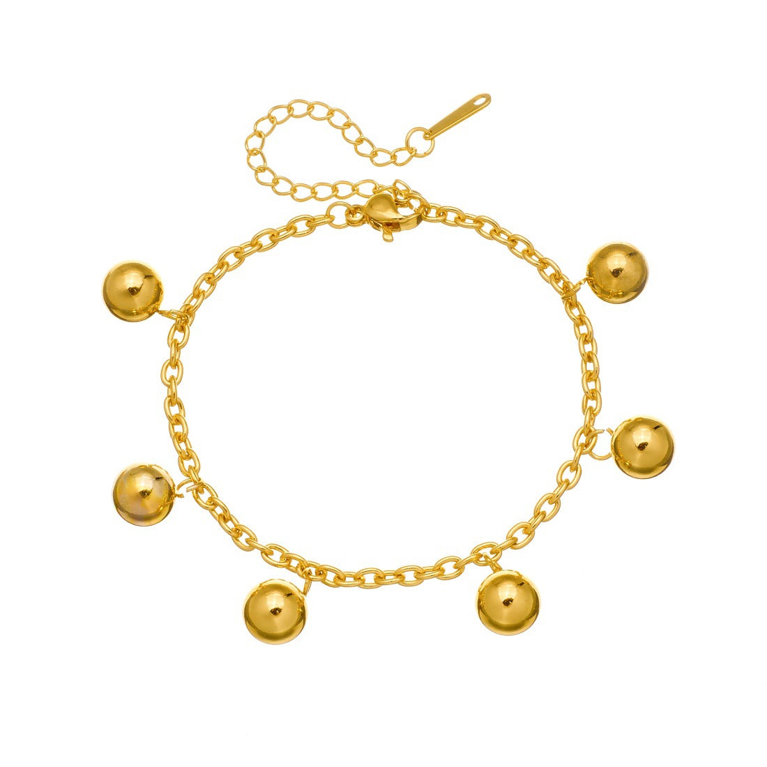 Vintage Minimalist Gold Plated Stainless Steel Round Ball Chain Bracelet