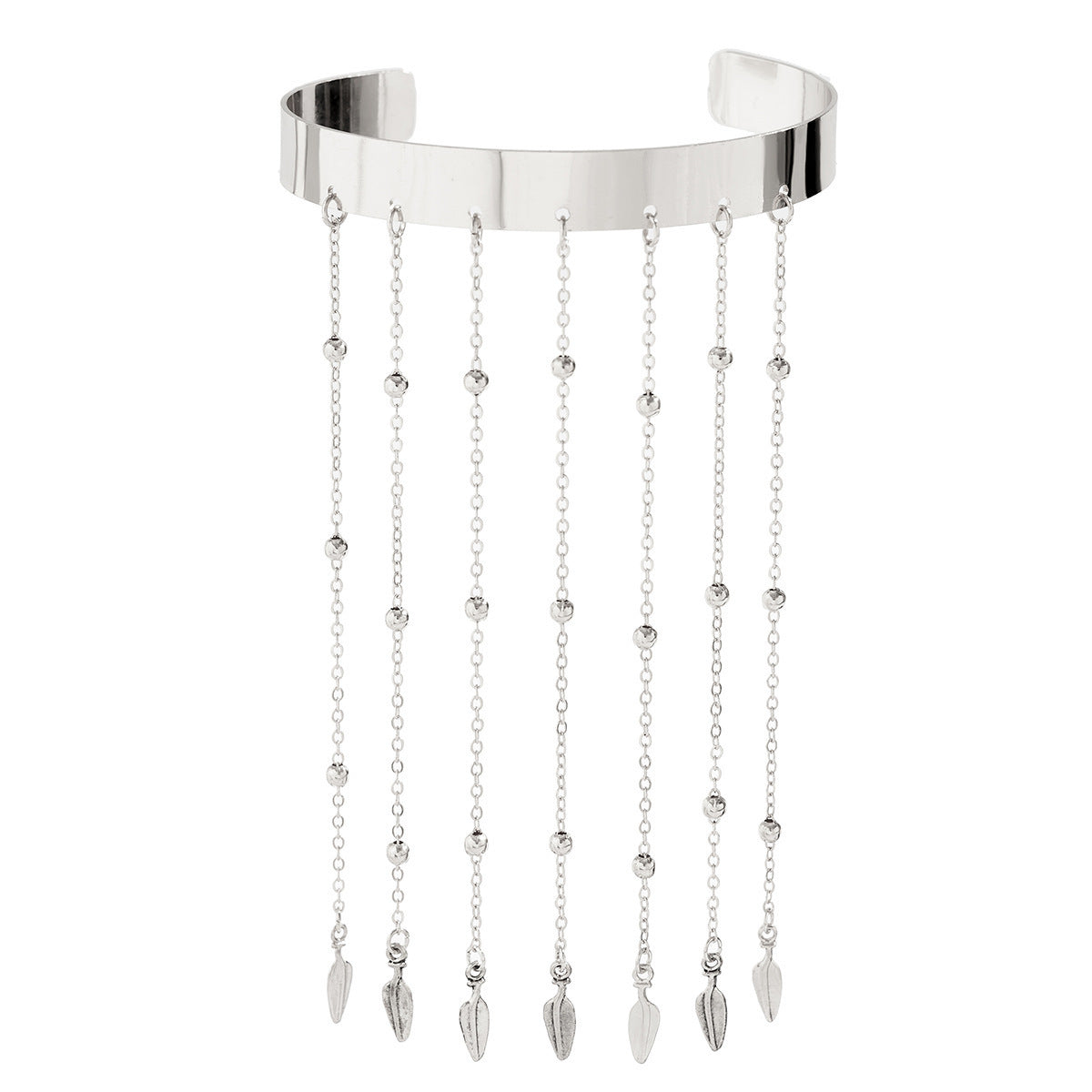 Bracciale da braccio stile bohémien con ciondoli a cuore e stella, nappe e dettagli a catena, da donna