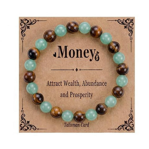 Natural Tiger's Eye and Citrine Geometric Round Beaded Bracelet Unisex Good Luck Charm