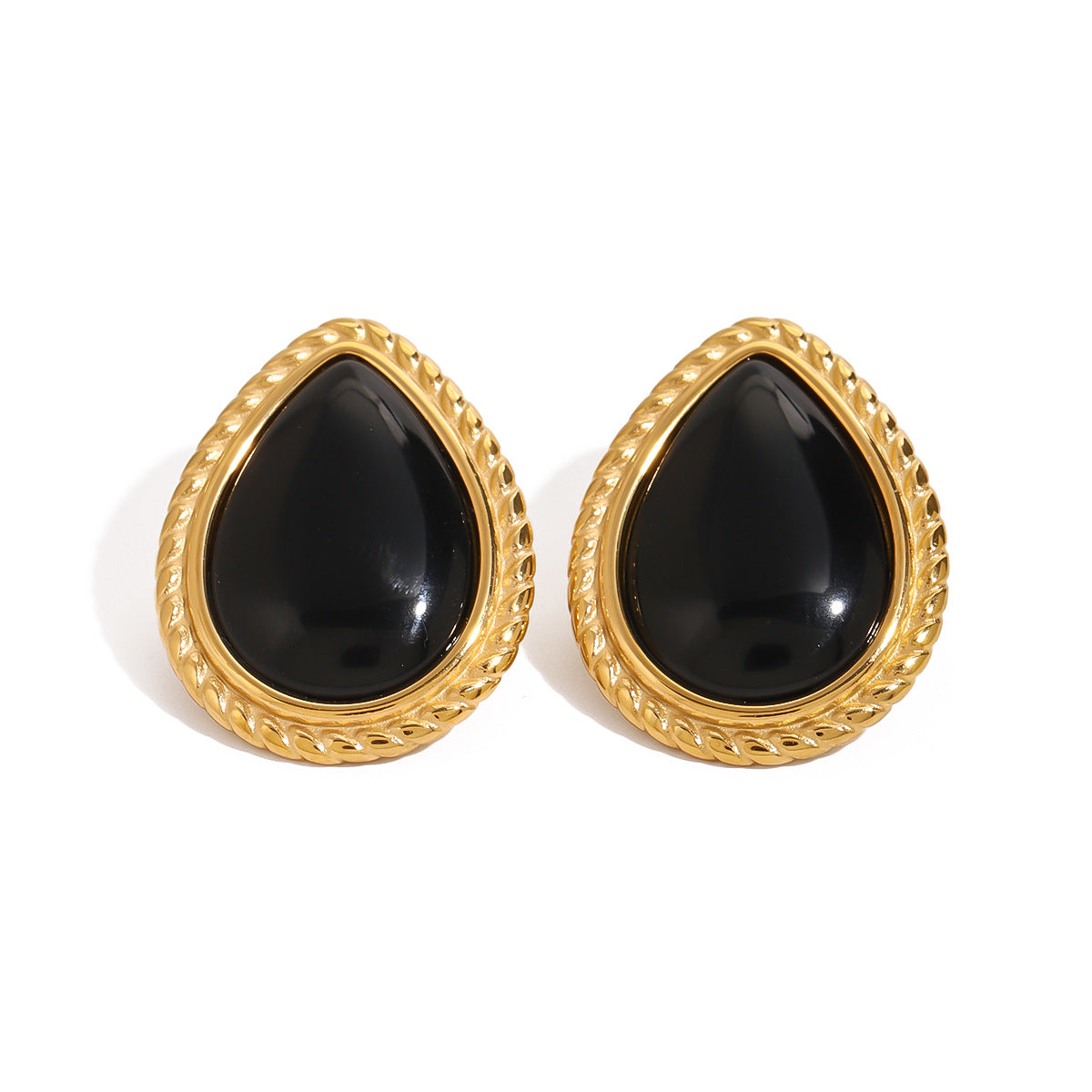 Orecchini geometrici ovali in acciaio inossidabile stile vintage con finitura galvanica da donna