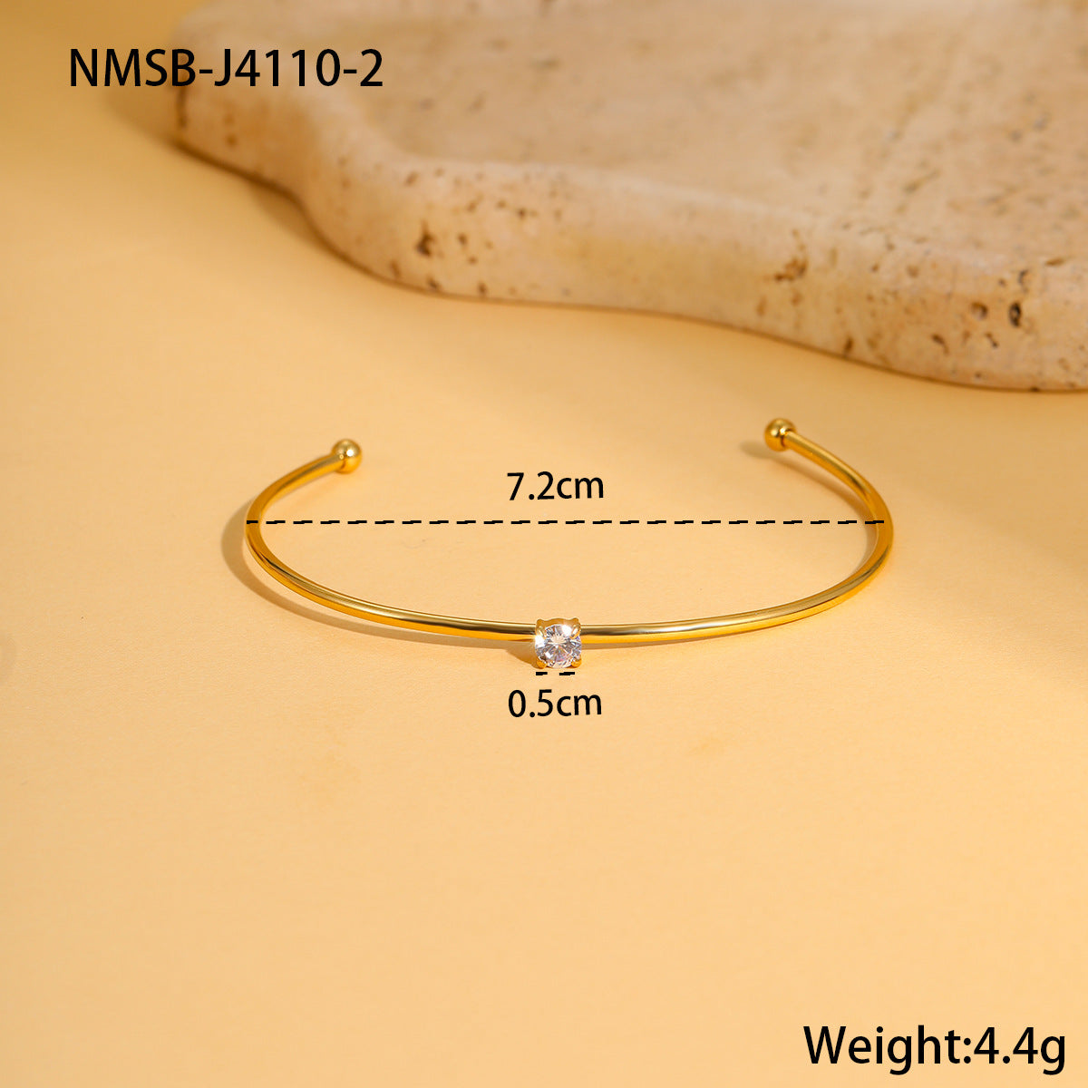 Bracciale minimalista geometrico in acciaio inossidabile con placcatura in oro e intarsio di zirconi colorati come pietra portafortuna