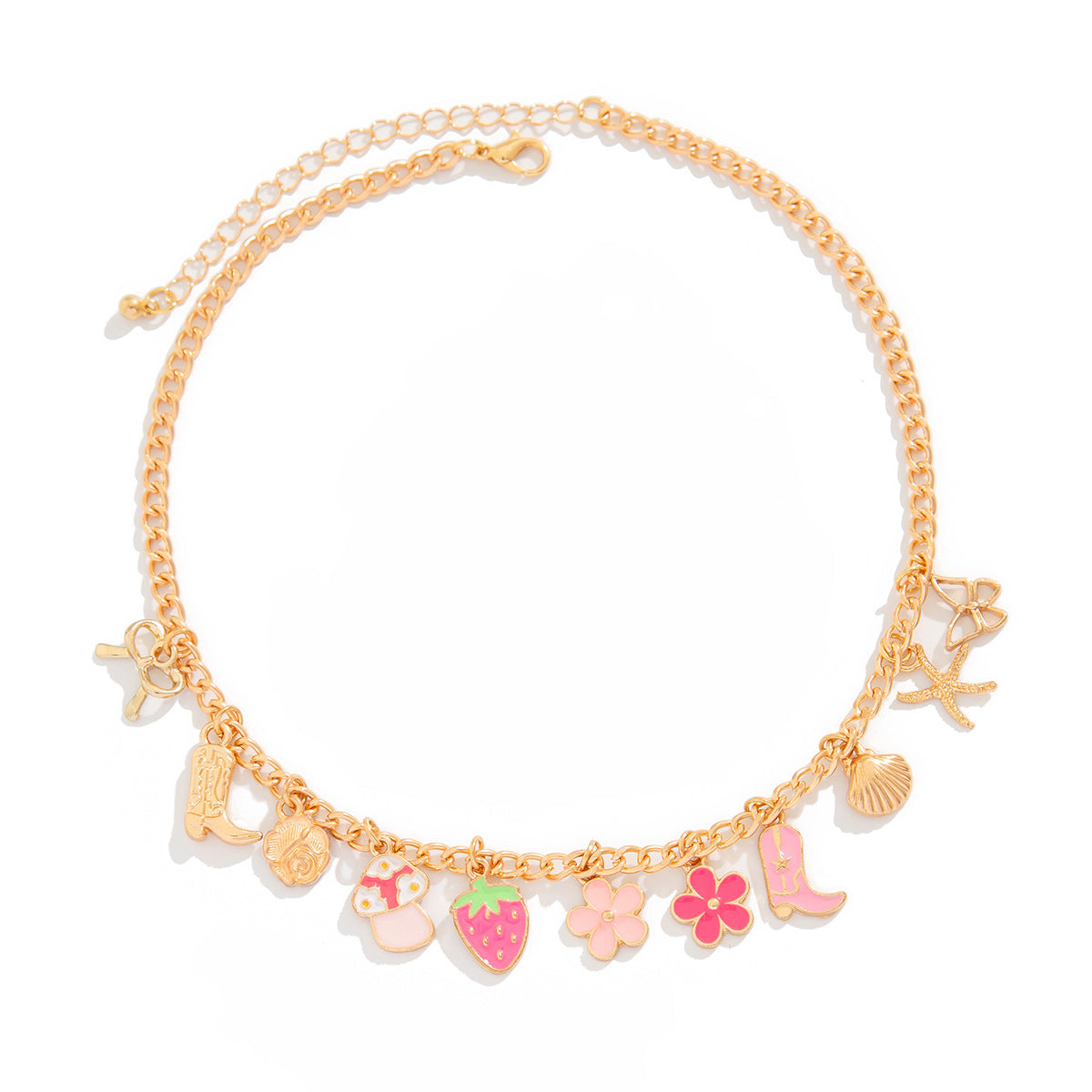 Sweet Floral Geometric Alloy Plated Necklace for Women