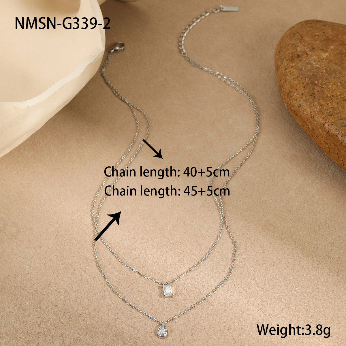 Collar con colgante geométrico de acero inoxidable de moda OL con incrustaciones de diamantes de imitación y acabado chapado para mujer