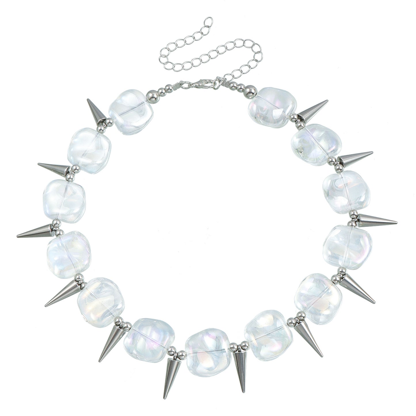 Geometric U-Shaped Rhinestone Stainless Steel Clavicle Necklace for Women with Plated Finish