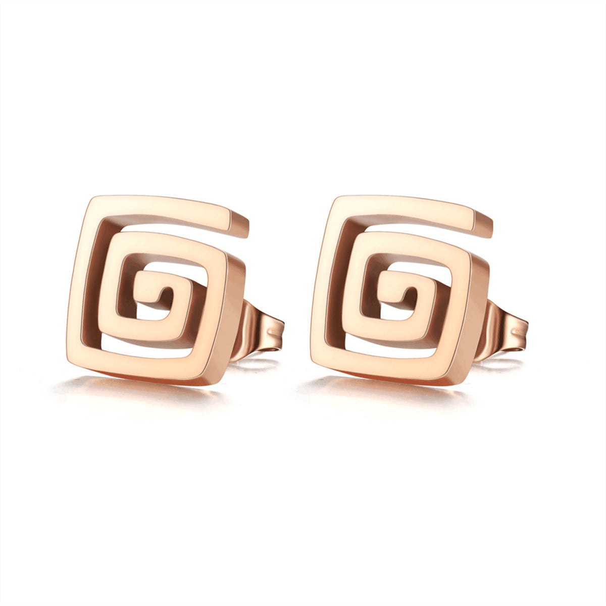 Elegant Minimalist Square Geometric Stainless Steel Earrings with 18K Gold Plating for Women