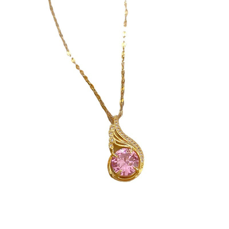 Luxury Sweet Fresh Geometric Necklace for Women Stainless Steel Chain with Copper Pendant