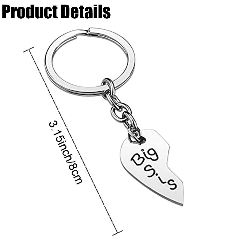 Minimalist Stainless Steel Plated Letter Puzzle Keychain for Mom Big Sis Lil Sis Daughter Birthday Gift