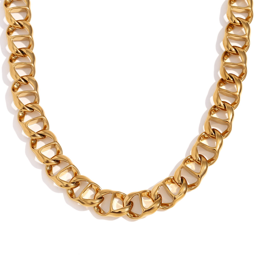 Minimalist Elegant Geometric Stainless Steel Gold Plated Necklace with Titanium Steel Pendant for Women