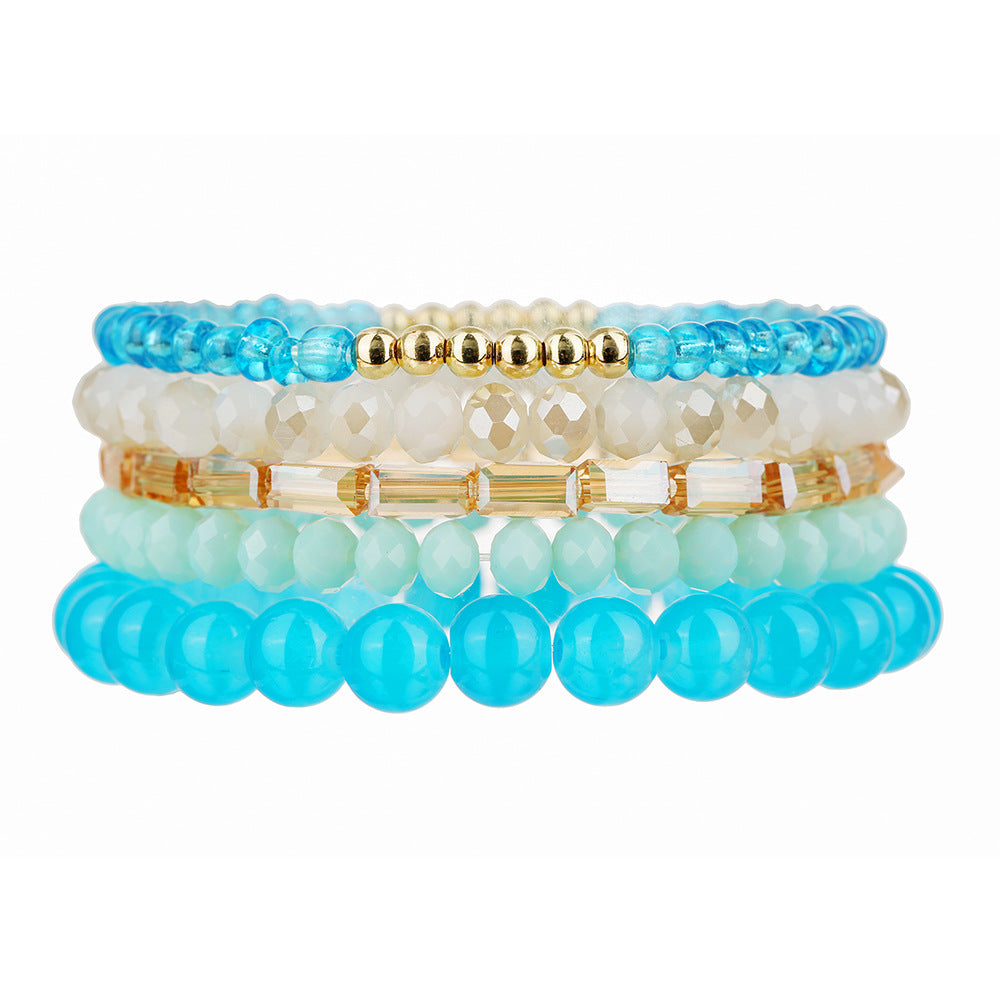 Streetwear Geometric Acrylic Glass Crystal Beaded Bracelet Set Handmade Unisex