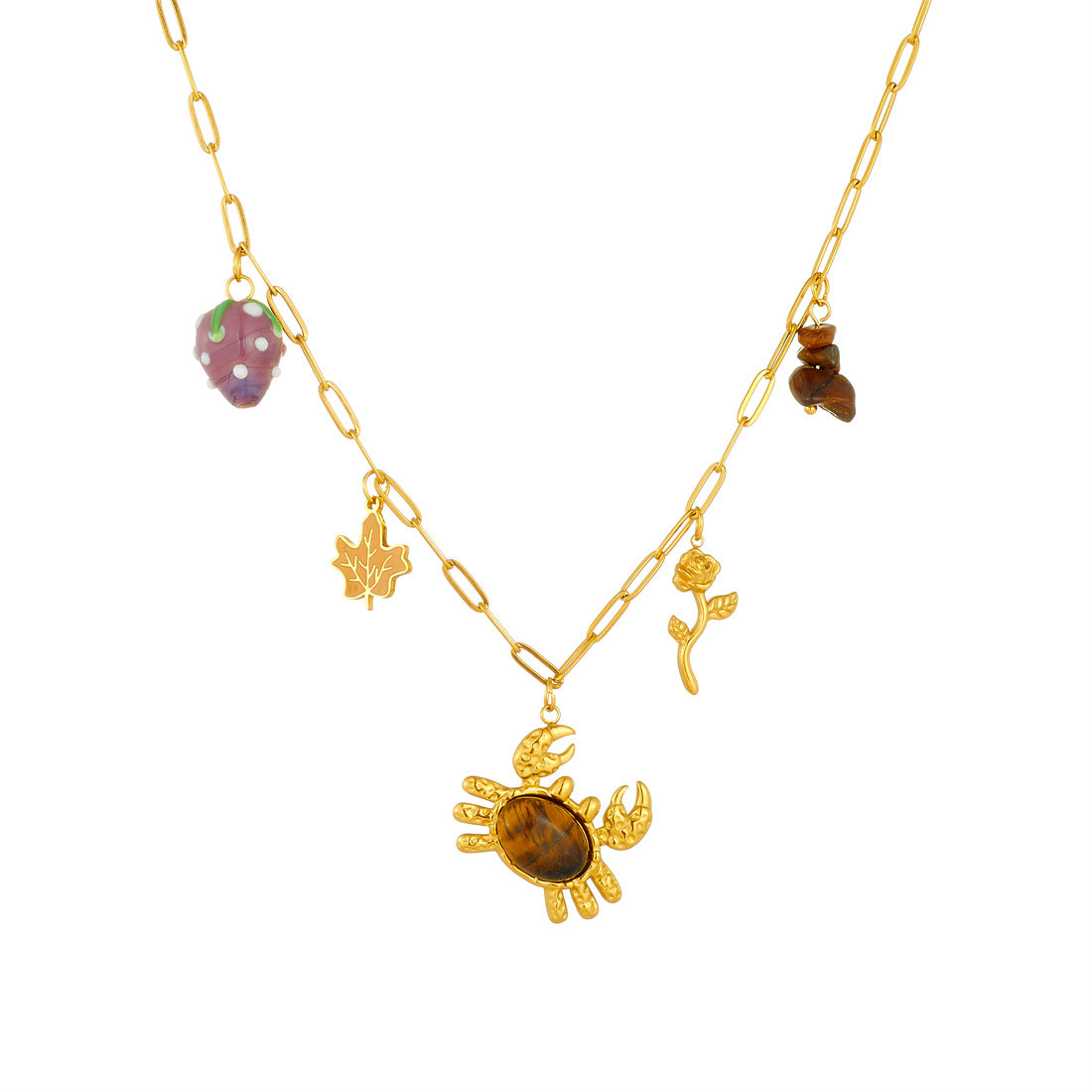 Sweet Gold Plated Stainless Steel Animal Pendant DIY Charm Bar for Women
