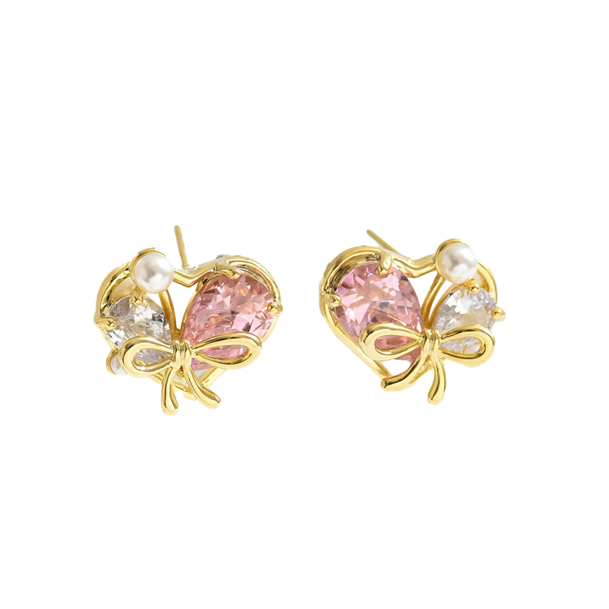 Aretes Minimalistas de Cobre con Forma de Corazón y Circonita Incrustada para Mujer, Aretes Ligeros de Lujo