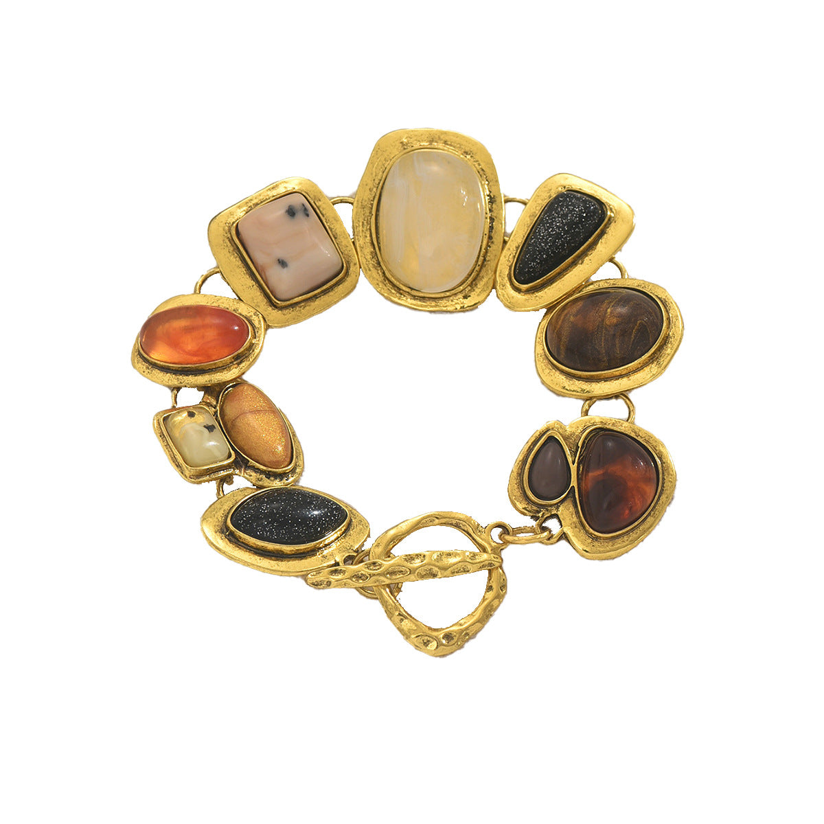 Pulsera geométrica de mujer con incrustaciones de gemas en aleación de zinc para uso diario a la moda