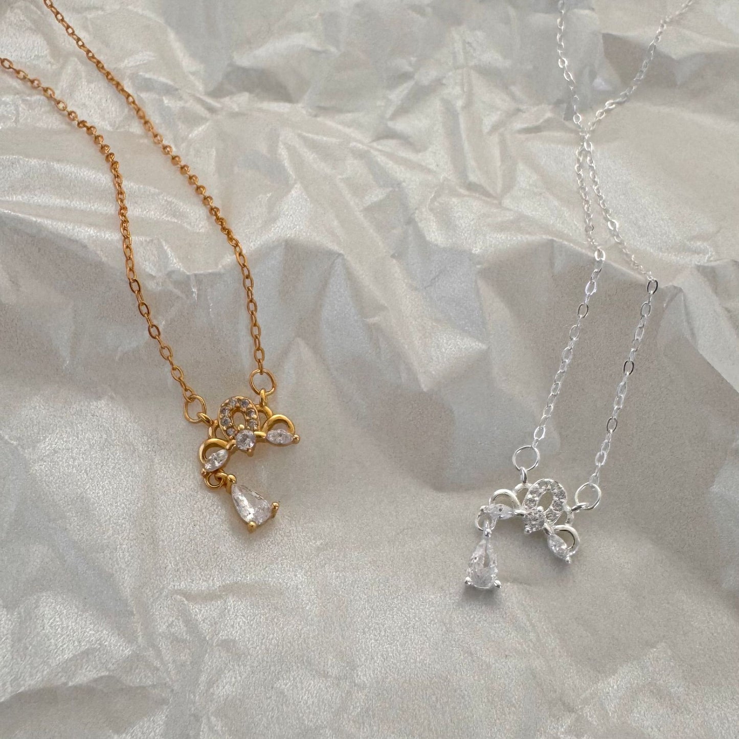 Minimalist Geometric Crown Pendant Necklace in 925 Sterling Silver with Gold Plating on Cross Chain