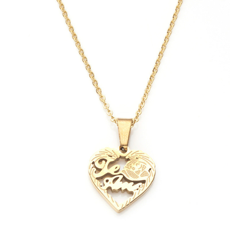 Minimalist Heart-Shaped Titanium Steel Pendant Necklace with Enamel Finish for Unisex Daily Wear