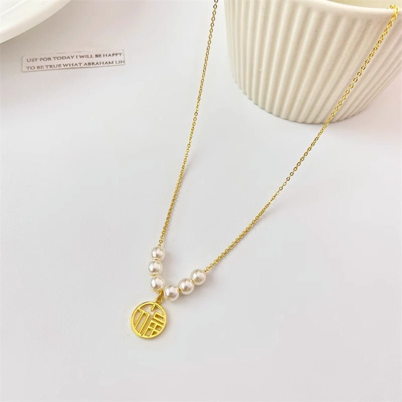 Collar colgante de acero titanio con forma irregular, diseño original para mujer, con acabado chapado
