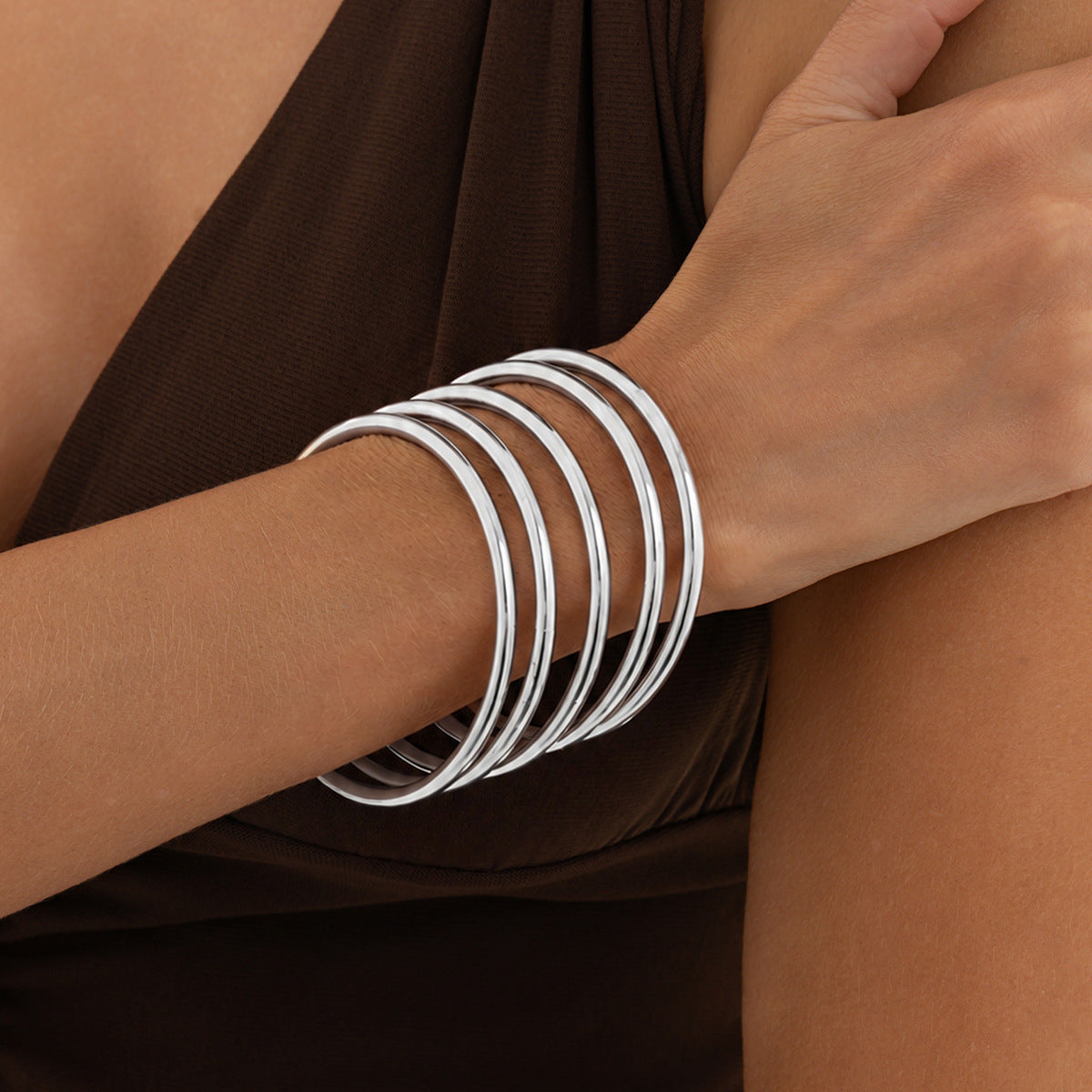 Minimalist Geometric Iron Plated Bangle Bracelet