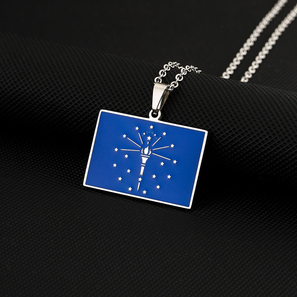 Collana con pendente rettangolare minimalista in acciaio inossidabile con finitura smaltata per moda unisex e abbigliamento casual