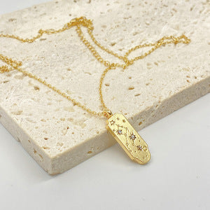 18K Gold Plated Titanium Steel Round Zodiac Coin Necklace PVD Finish Unisex