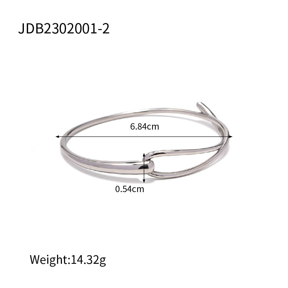 Minimalist Geometric Circle 18K Gold Plated Stainless Steel Bracelet for Women