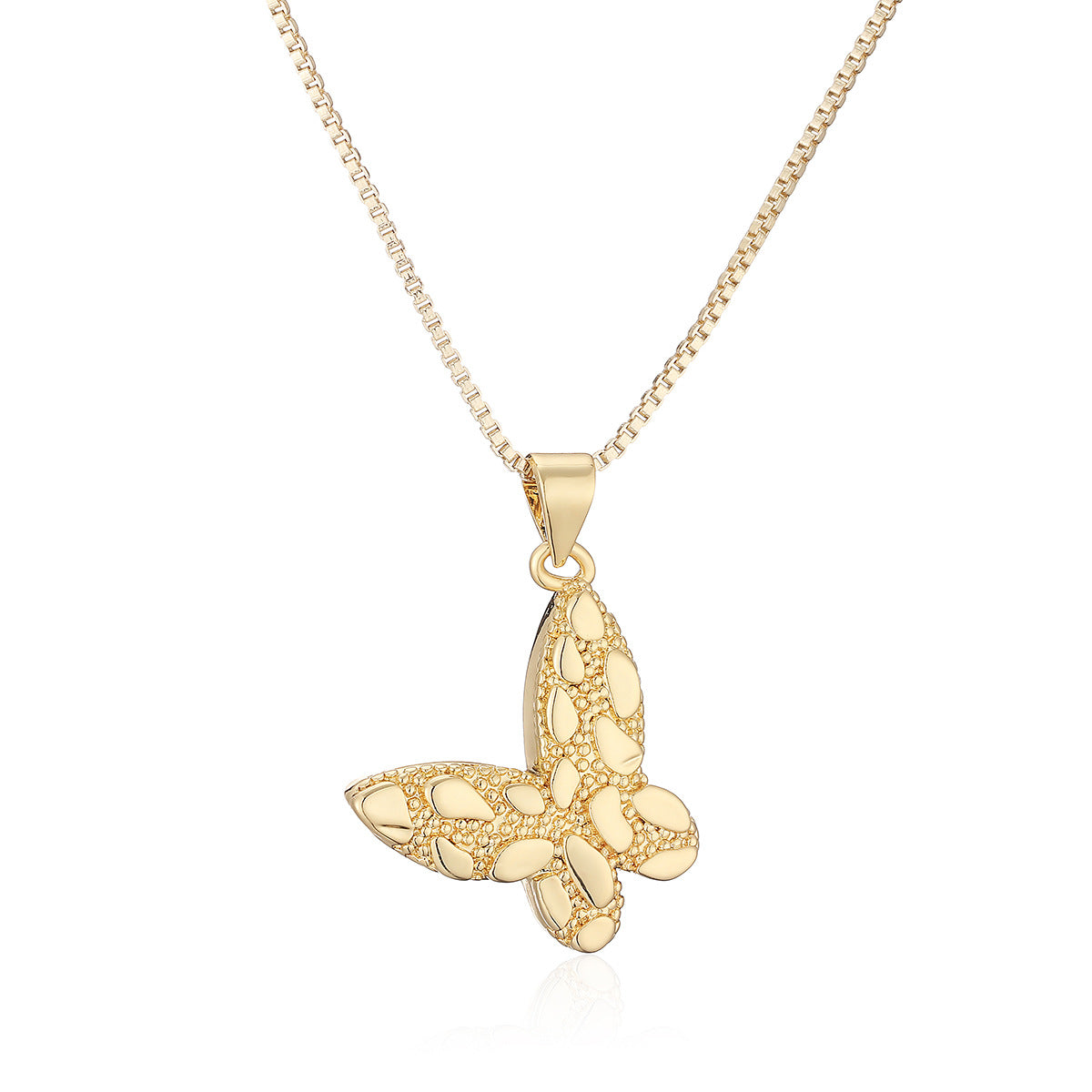 Minimalist 18K Gold Plated Brass Heart Butterfly Geometric Pendant Necklace for Women