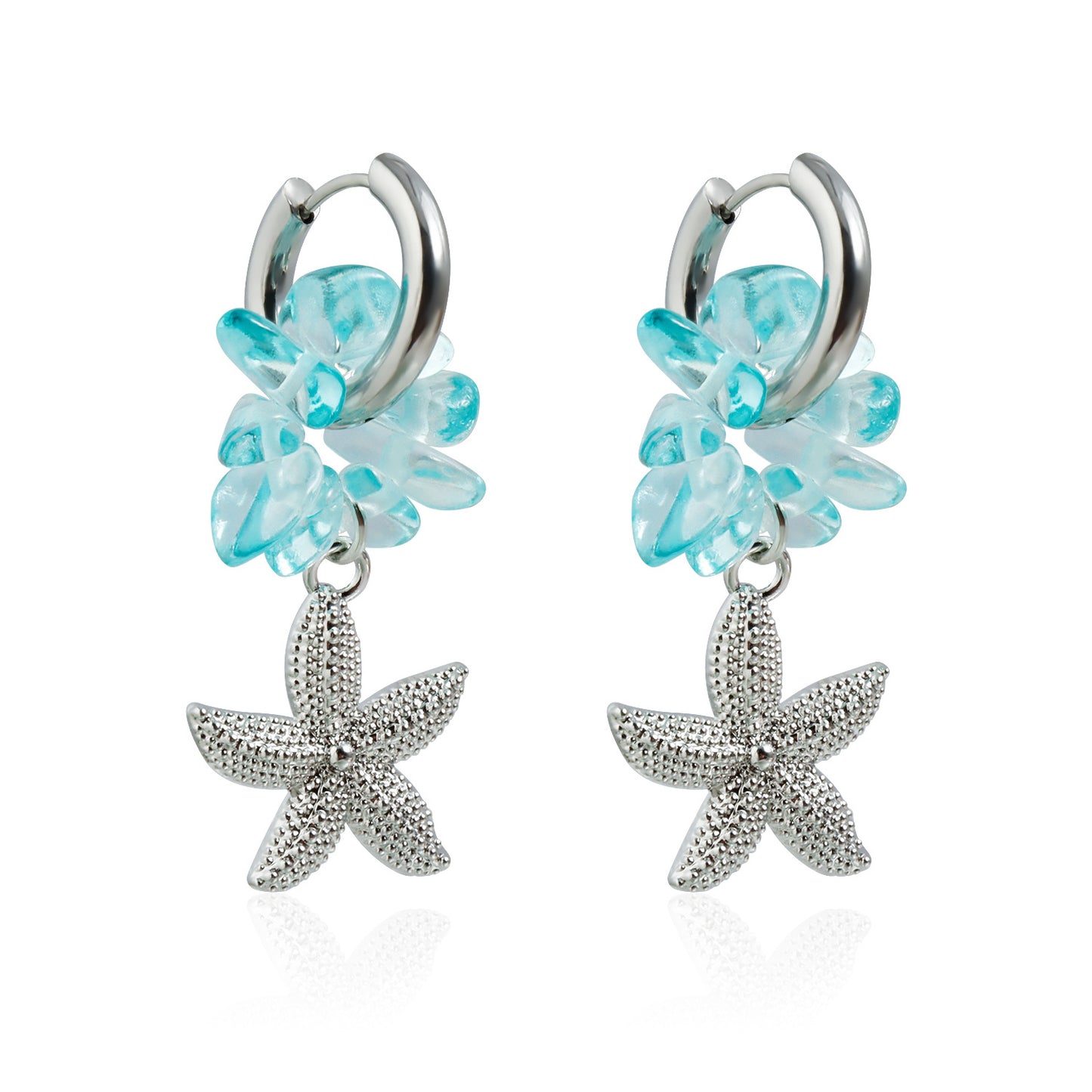 Sweet Streetwear Geometric Starfish Alloy Necklace with Crystal and Imitation Pearl Plated Finish Multi-layer Cable Chain for Women
