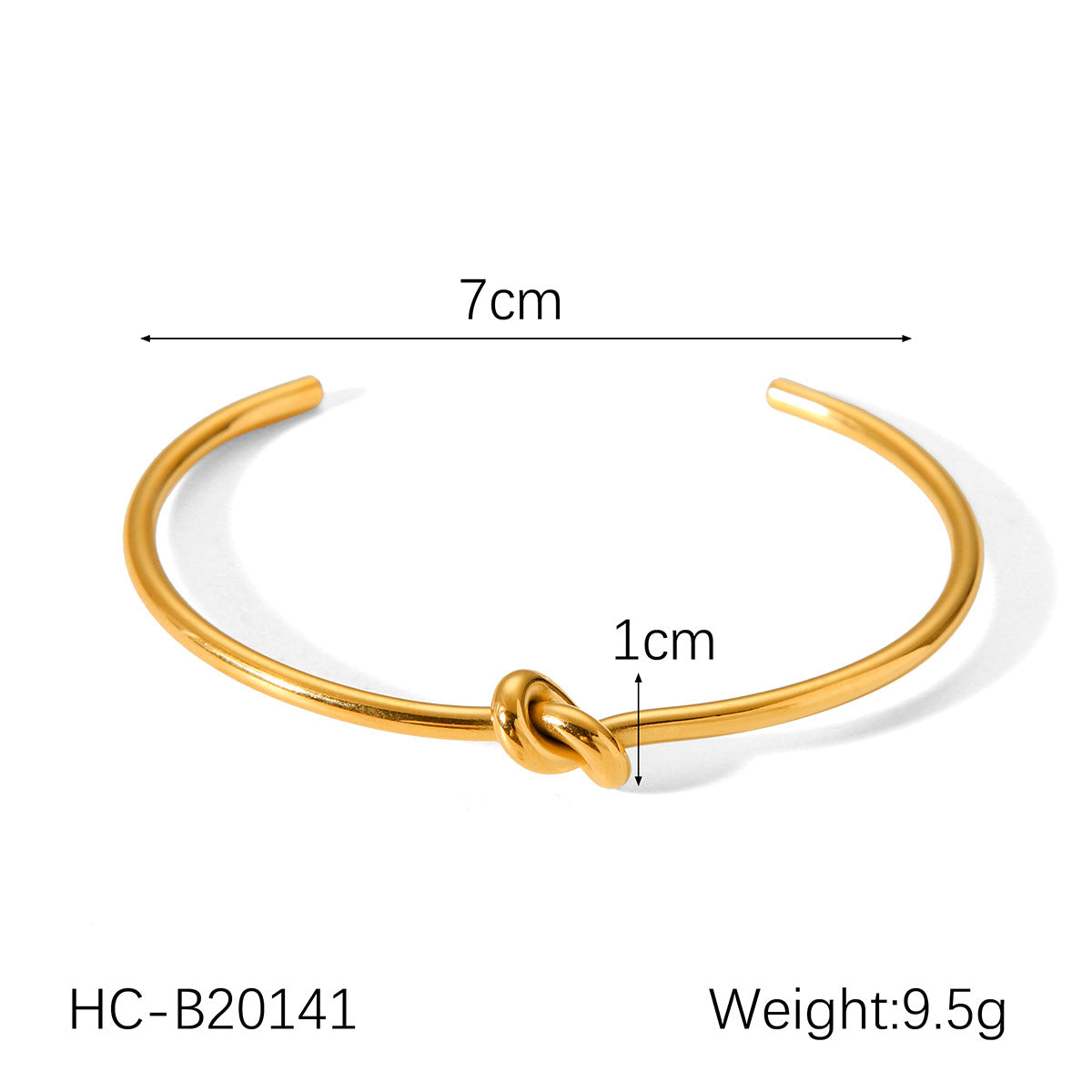 Minimalist Knot Design Stainless Steel Bracelet for Women with Plated Finish and Adjustable Open Bangle Style