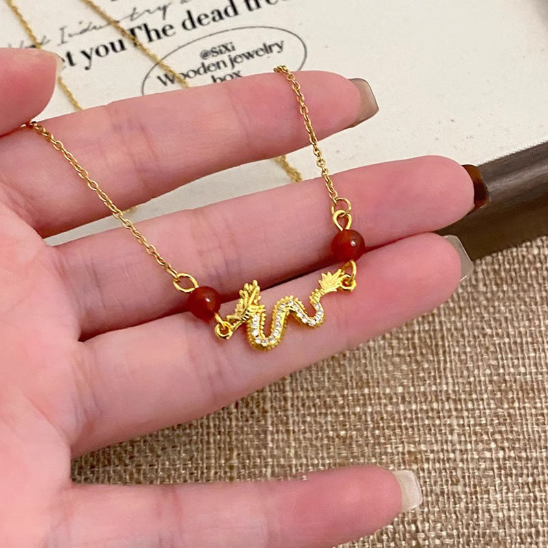 Original Design Leaf-Shaped Plated Brass Alloy Bracelet for Women and Men, Rhinestone-Embellished Zodiac Dragon Year 2024 Birthday Gift