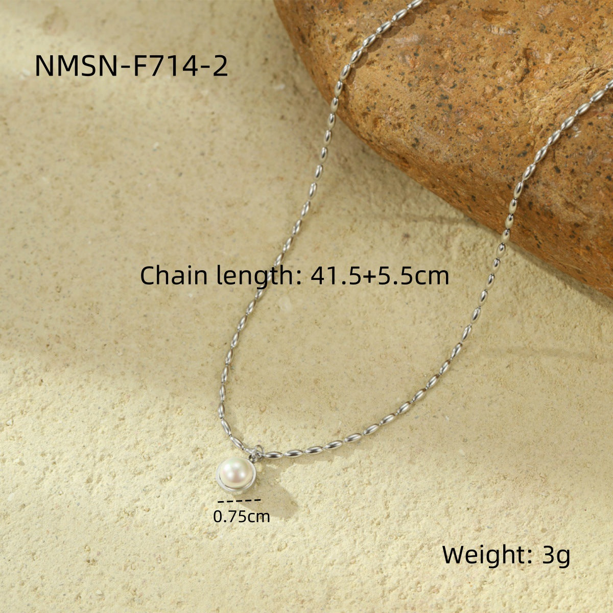 Collar Minimalista de Perlas Francesas para Mujer en Acero Inoxidable con Acabado Chapado, Elegante Cadena para Clavícula para Otoño e Invierno