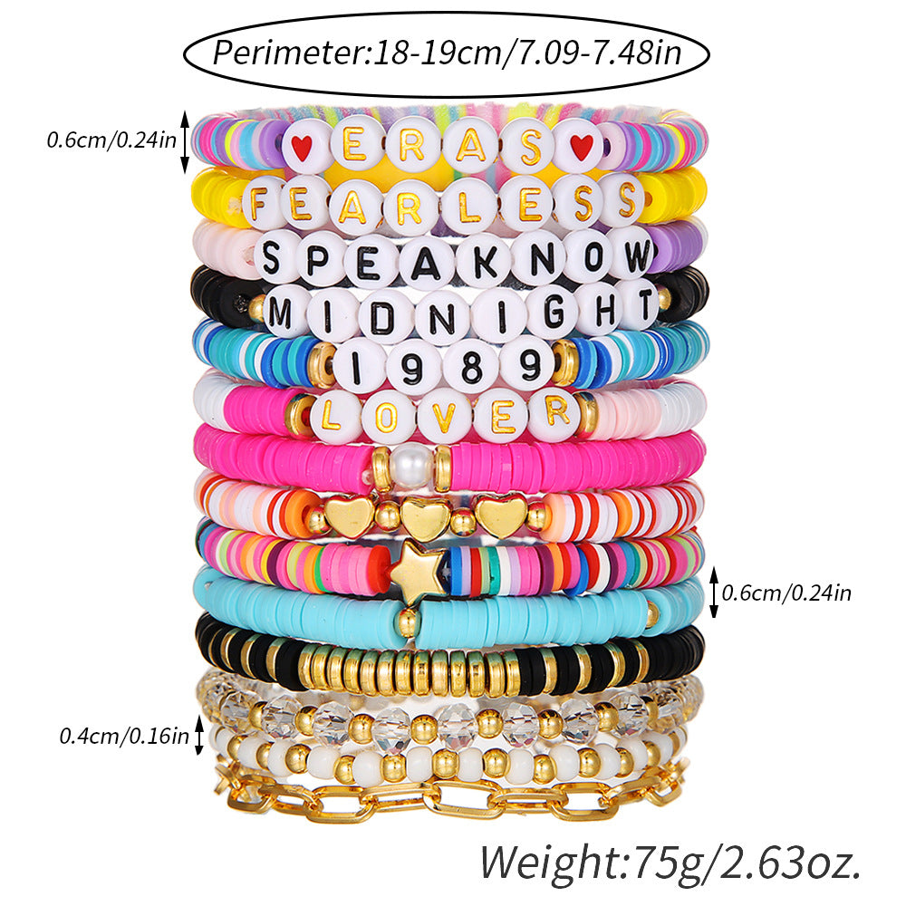 Bohemian Colorful Resin Geometric Round Layered Bracelet